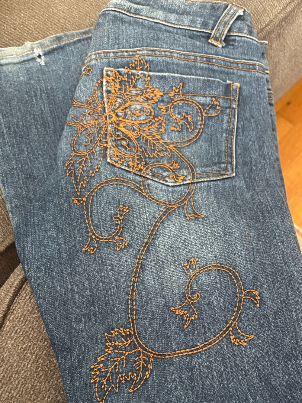 Vintage Cache Denim Jeans with Gold/Bronze Embroidery